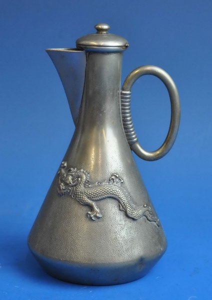 Chinese Silver Wine Pot: Measurements: H: 7" X W: 4.25" X D: 4".