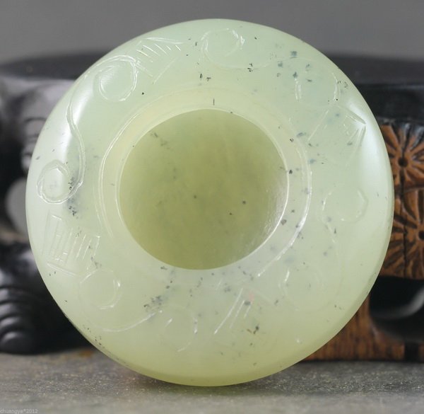 Chinese Carved White jade Brush Washer: Measurements: H: 1" X D: 2".The jade has been tested by a GEM tester before.We guarantee that the jade is real,not plastic or mixed materials.