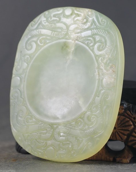 Chinese Carved Jade Inkstone: Measurements: H: 3.25" X W: 2.5" X D: 0.25".The jade has been tested by a GEM tester before.We guarantee that the jade is real,not plastic or mixed materials.