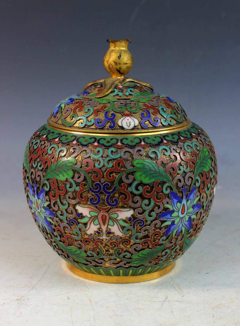 Chinese Cloisonne Tea Caddy (1 of 6)