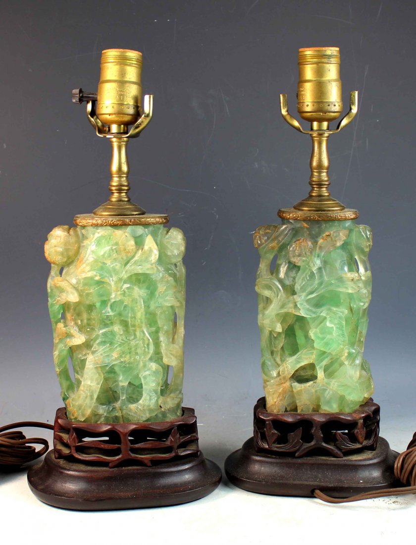 Pair of Chinese Table Lamps from Carved Crystal Brush (1 of 7)