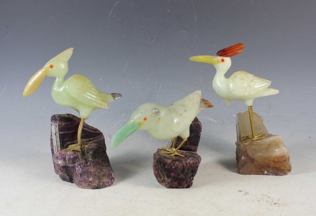 Three Carved Jade and Crystal Statues (1 of 7)