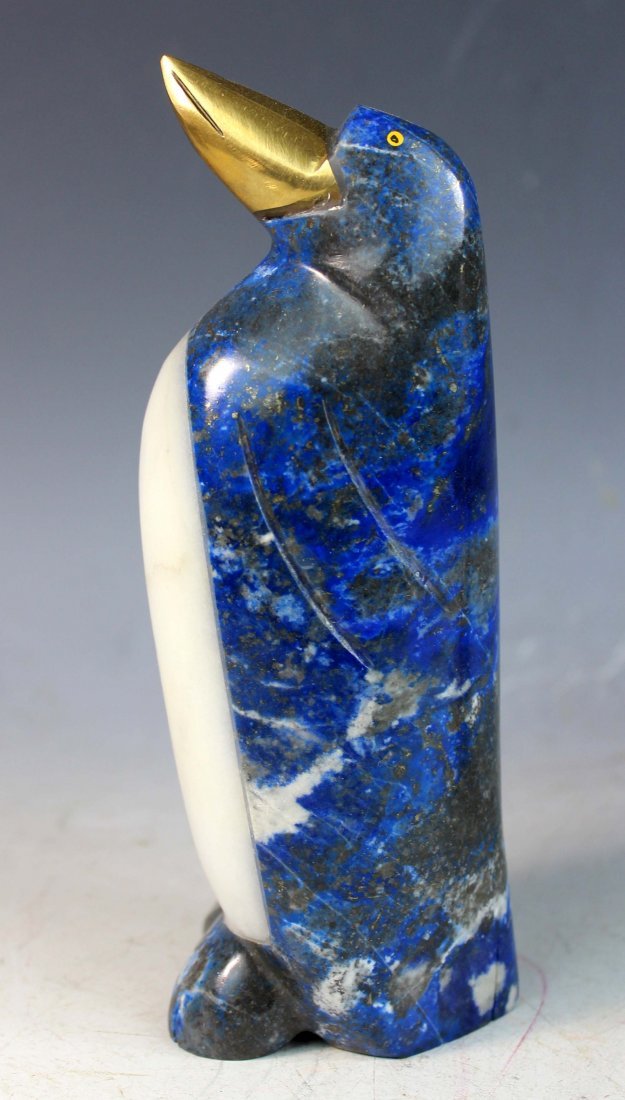 Carved Lapis Lazuli Penguin: H:6",W:5",D:2.25".
