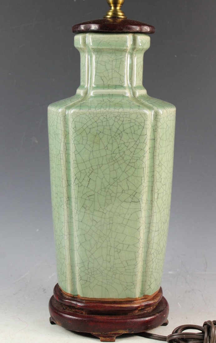 Table Lamp made from a Chinese Antique Porcelain Vase: Vase H:12.5",W:6",D:5".Total H:30".