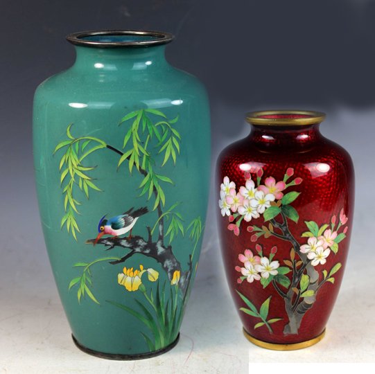 Two Japanese Cloisonne enamel Vases (1 of 10)