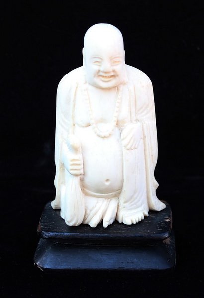 Chinese Carved Ivory Buddha w/Wood Stand (1 of 8)