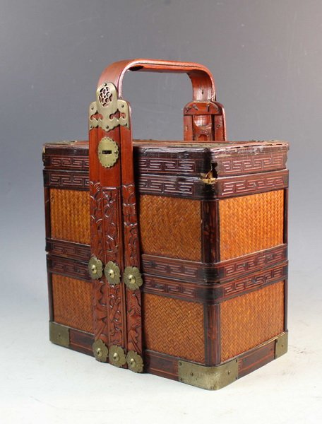 12" Vintage Bamboo Basket with Box (1 of 9)