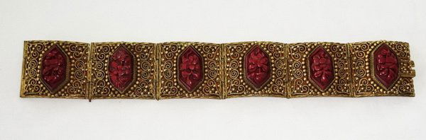 Vintage Carved Cinnabar Bracelet (1 of 8)
