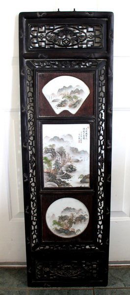 48" Wooden Framed Hand Painted Porcelain Wall Panel (1 of 8)