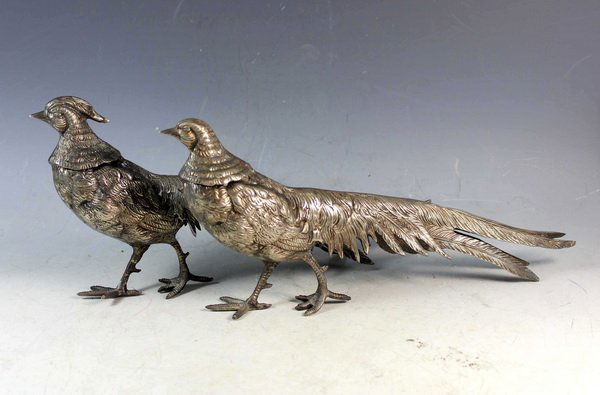 Pair of Silver Plate Peacocks (1 of 7)