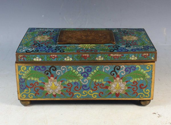 Chinese Antique Cloisonne Box Inlaid Jade (1 of 8)