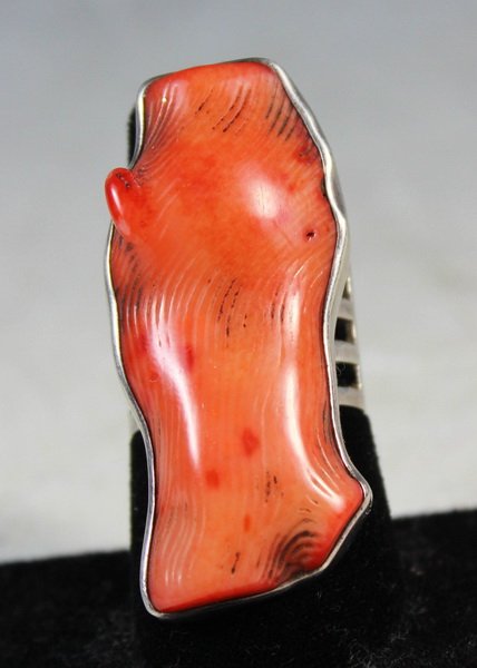 Chinese Red Coral & 925 silver Ring (1 of 6)