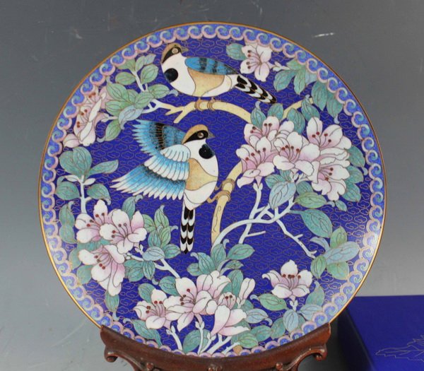 Chinese Export Cloisonne Plate w/Box (1 of 6)
