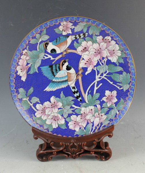 Chinese Export Cloisonne Plate w/Box (1 of 6)