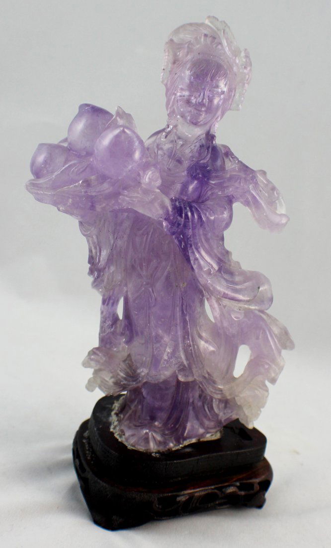 Chinese Carved Amethyst Statue Of Lady Lot 0002