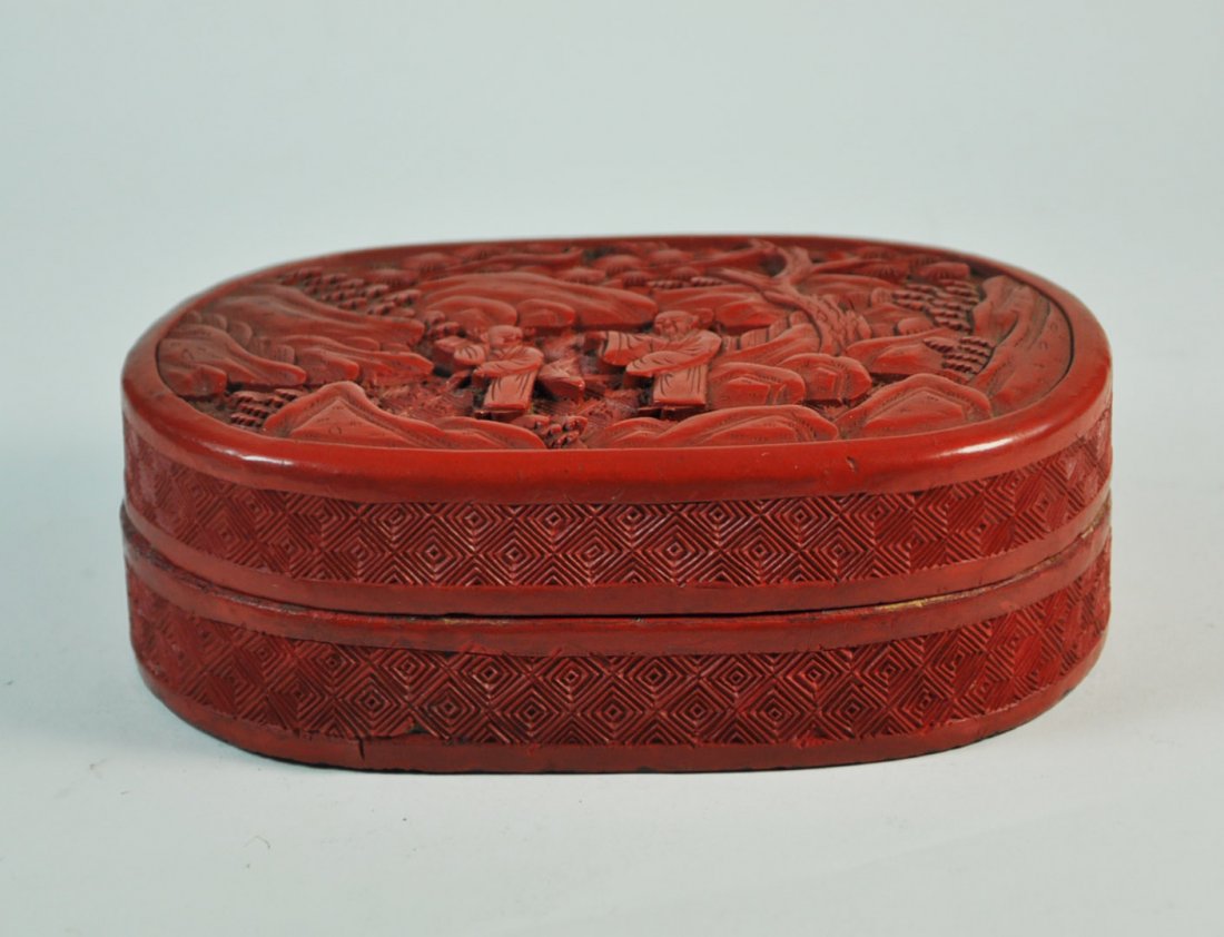 Chinese Carved Cinnabar Box (1 of 9)