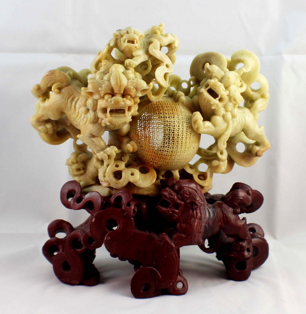 Chinese Carved Stone Statue Of Foodogs (1 of 10)