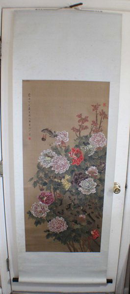 Chinese Hand Painted On Silk Scroll W/Box (1 of 10)