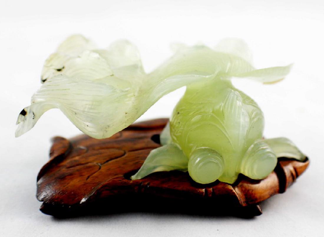 Chinese Carved Jade Statue w,Wood Stand (1 of 9)