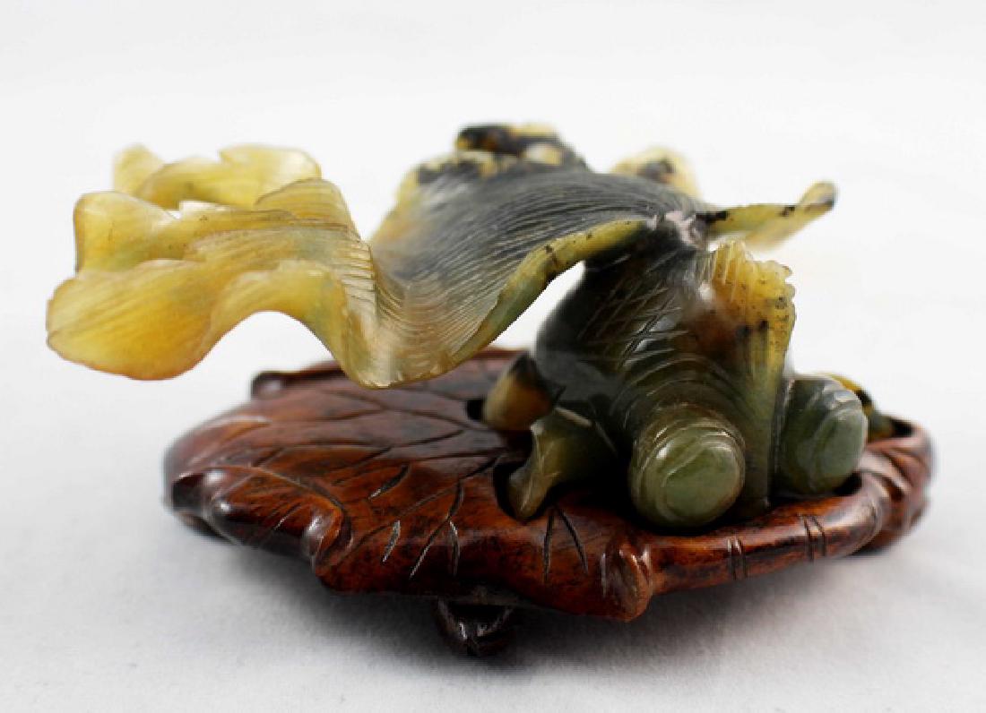 Chinese Carved Jade Statue w,Wood Stand (1 of 7)