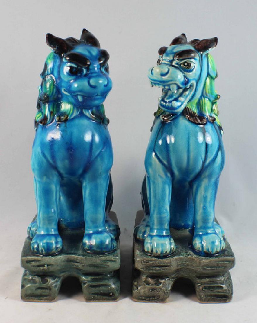 Pair Of Chinese Porcelain Foo Dogs (1 of 8)