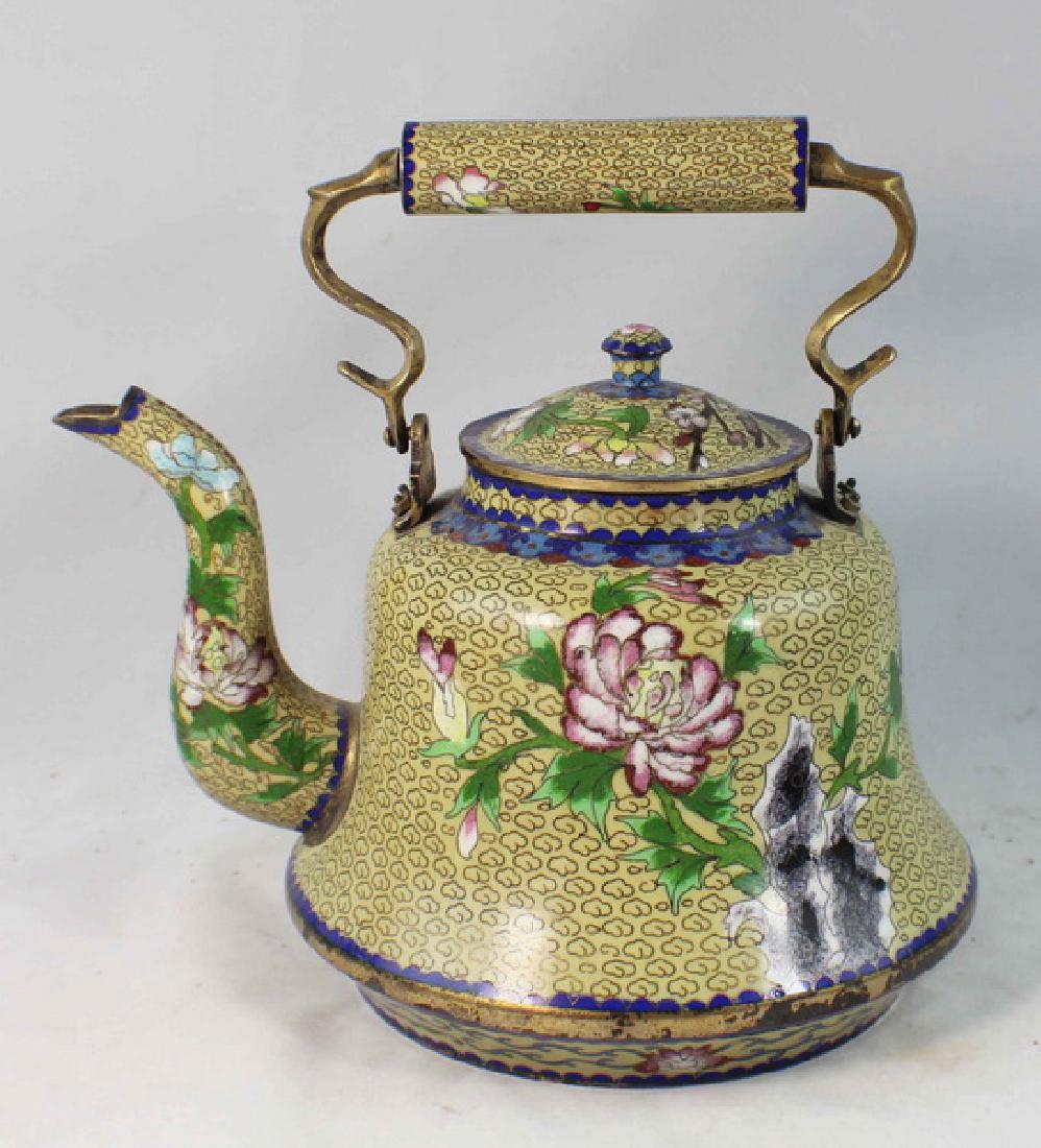 Chinese Cloisonne Enamel Teapot (1 of 9)
