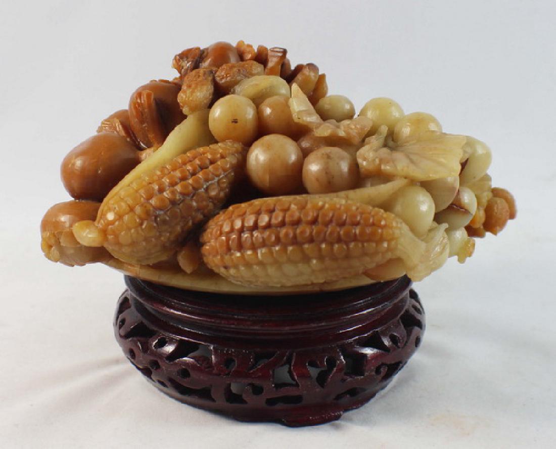 Chinese Carved Stone Statue w,Wood Base (1 of 7)