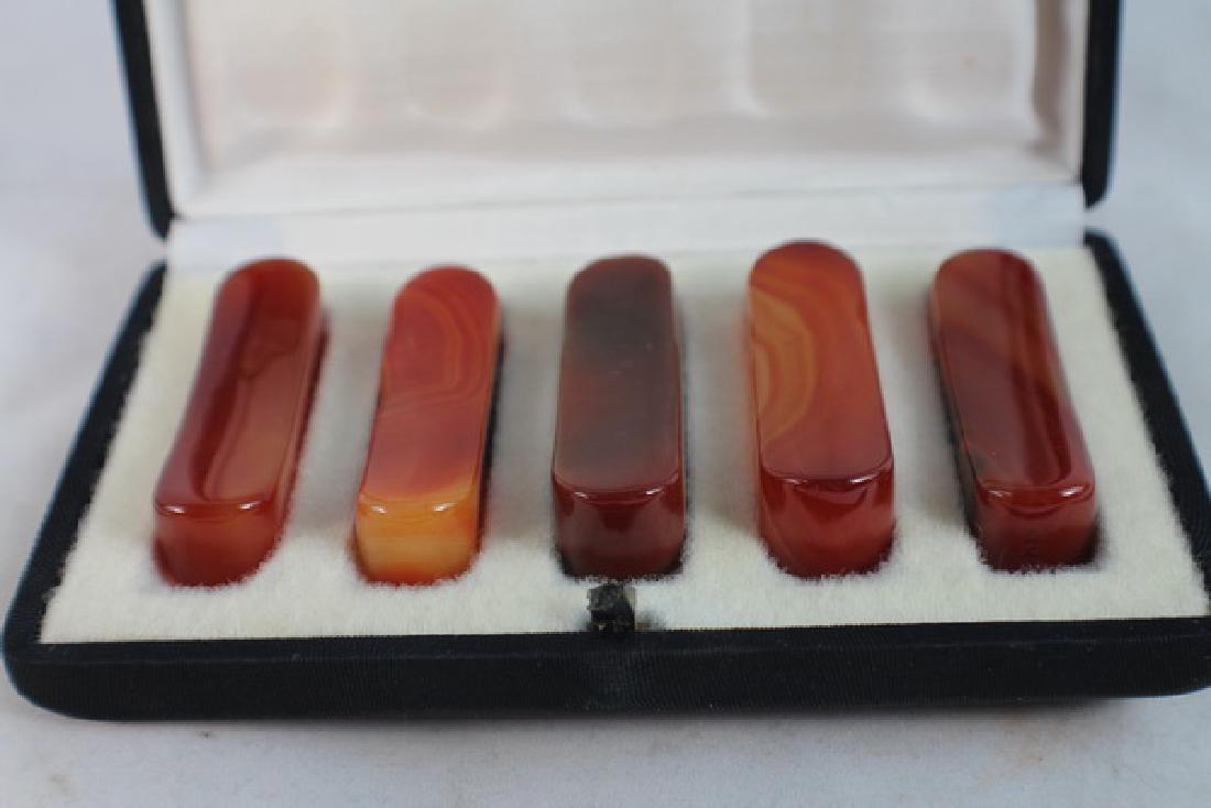 Group Of 5 Carevd Agate Knife Stand w,Box (1 of 8)