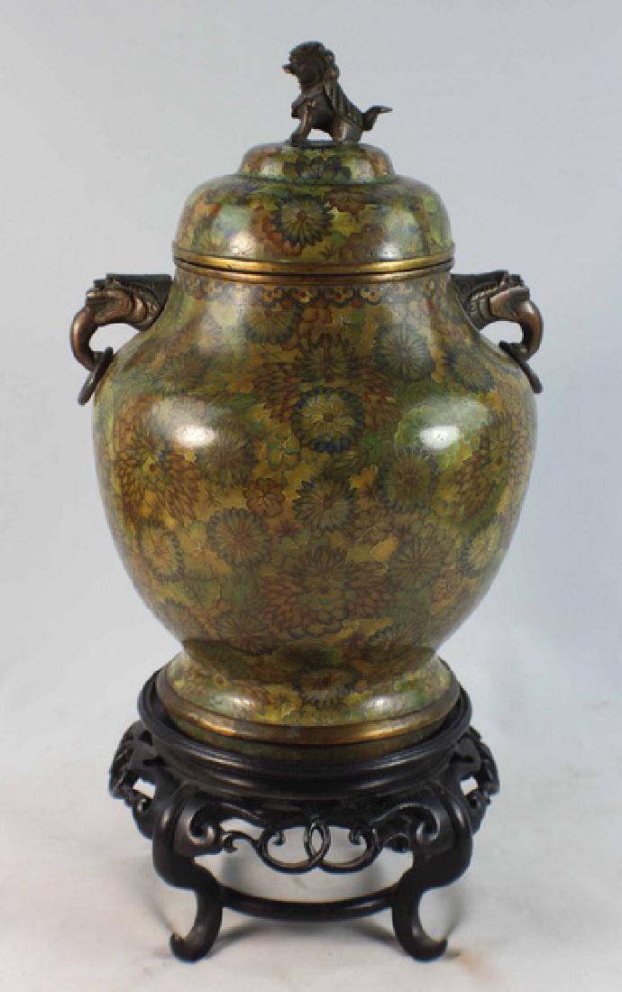 Chinese Cloisonne Enamel Tea Caddy (1 of 7)