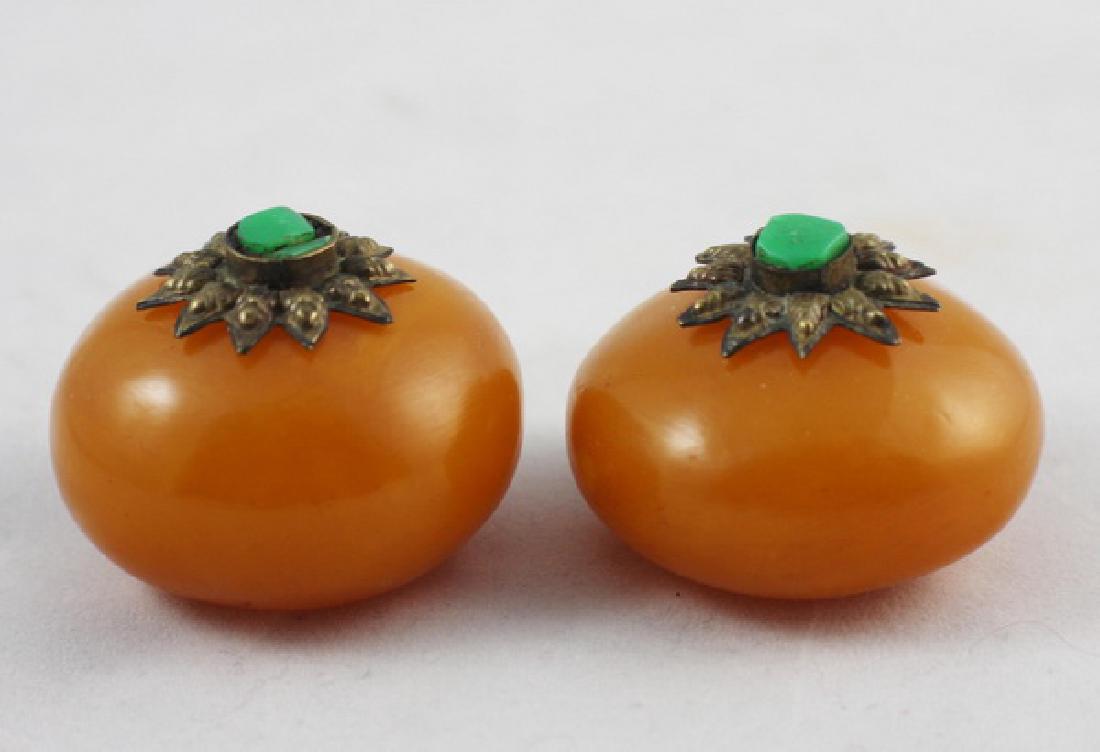 Pair Of Chinese Carved Amber Statues (1 of 4)