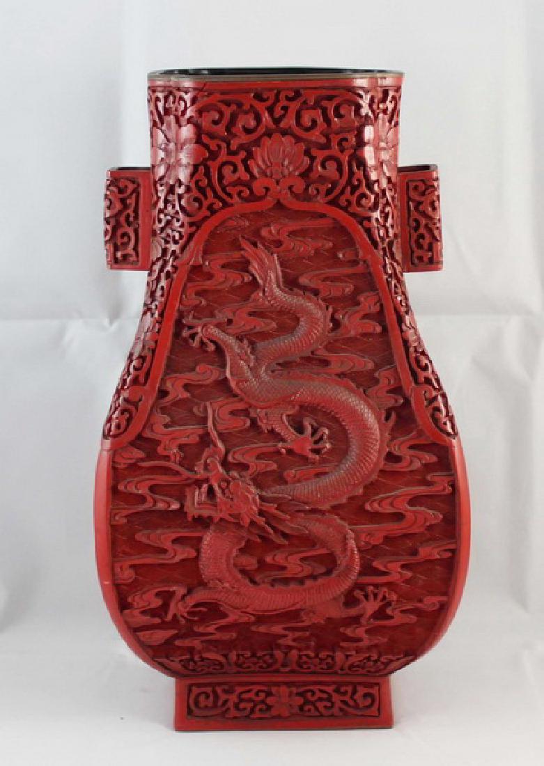 Chinese Carved Cinnabar Vases (1 of 10)