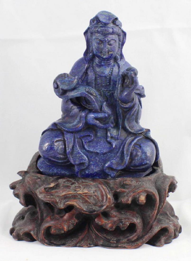 Chinese Carved Lapis Lazuli Statue Of Buddha (1 of 10)