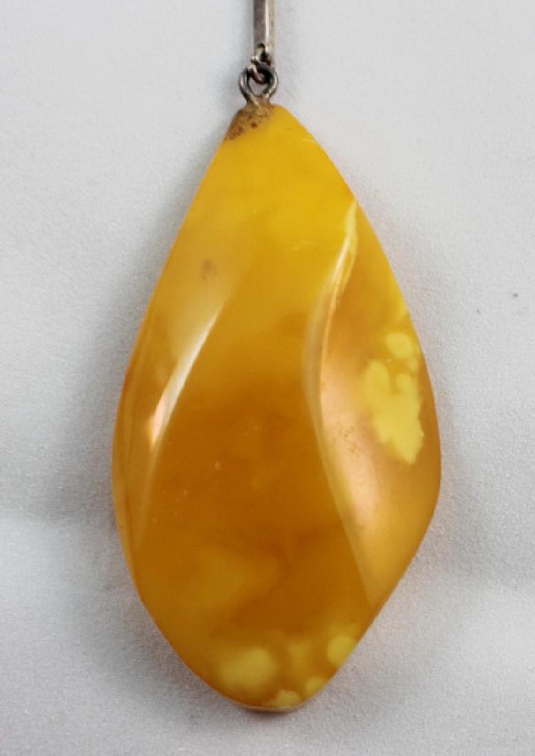Carved Amber Pendant Necklace (1 of 1)