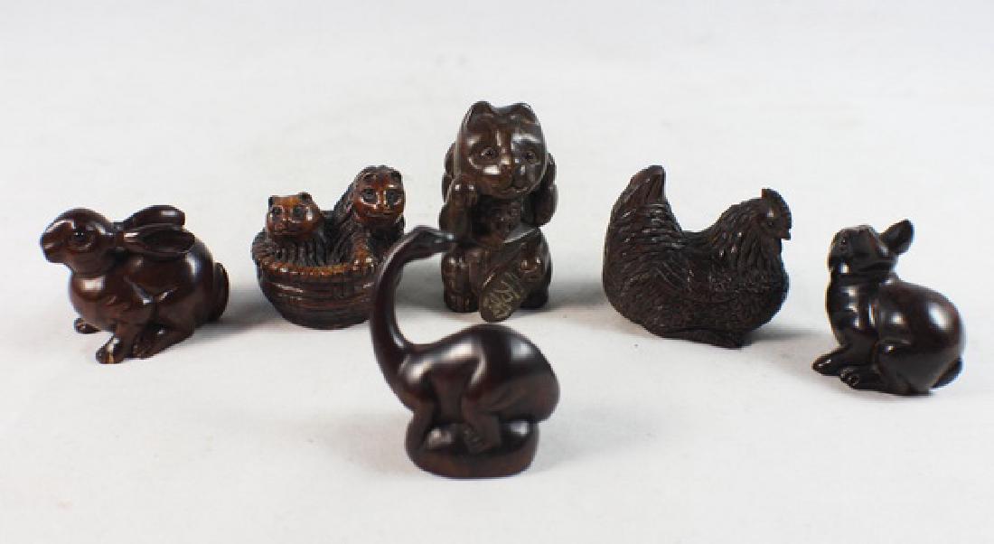 GROUP OF 6 JAPANESE ANTIQUE 19TH C CARVED NETSUKES (1 of 10)