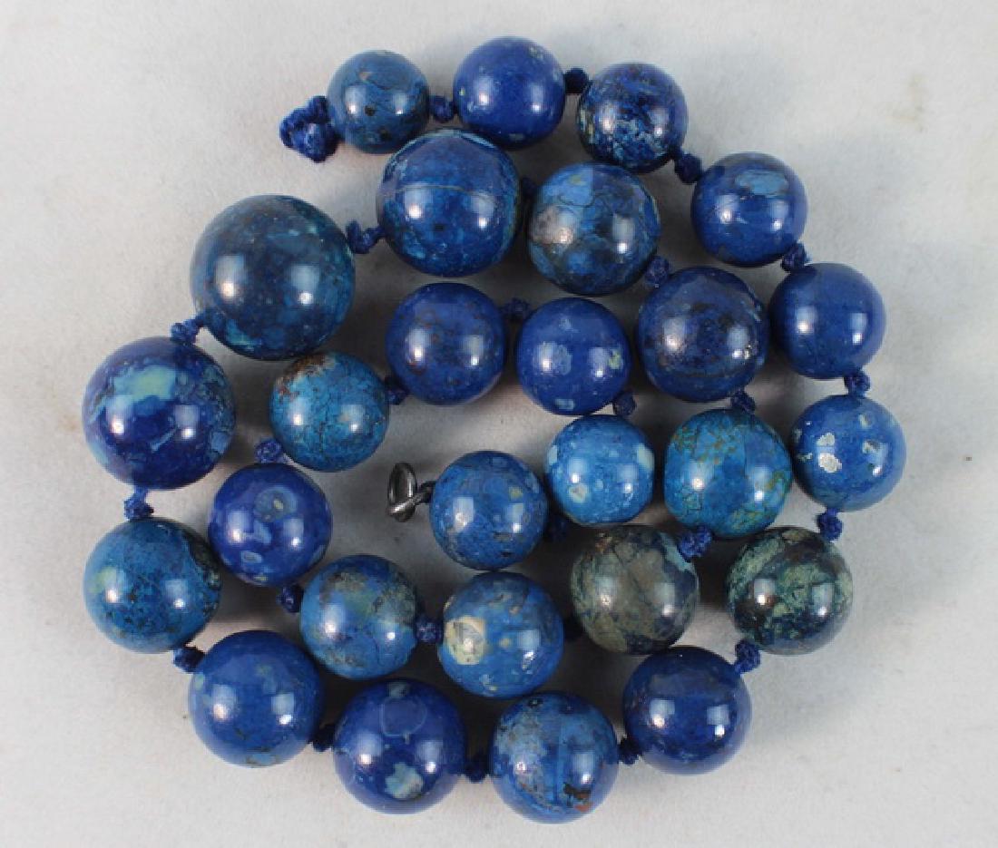 Chinese Carved Lapis Lazuli Bead Necklace (1 of 4)