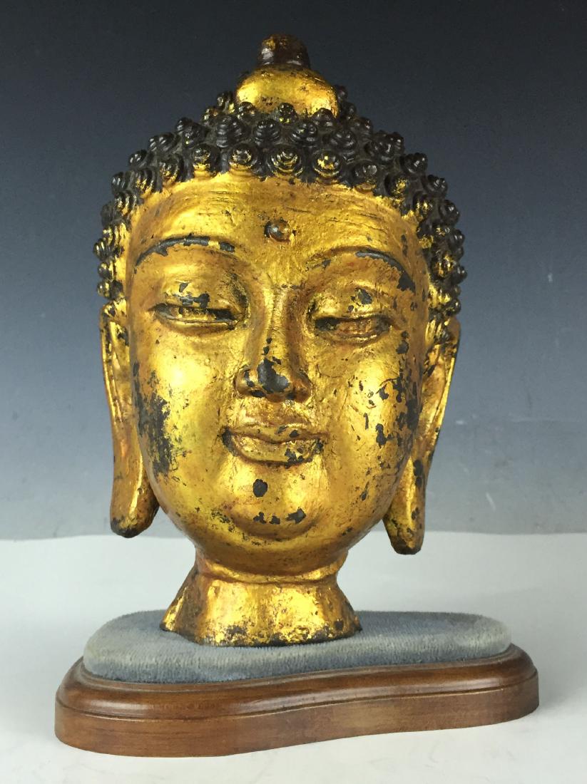 Vintage Carved Gilt Bronze Buddha Head (1 of 5)