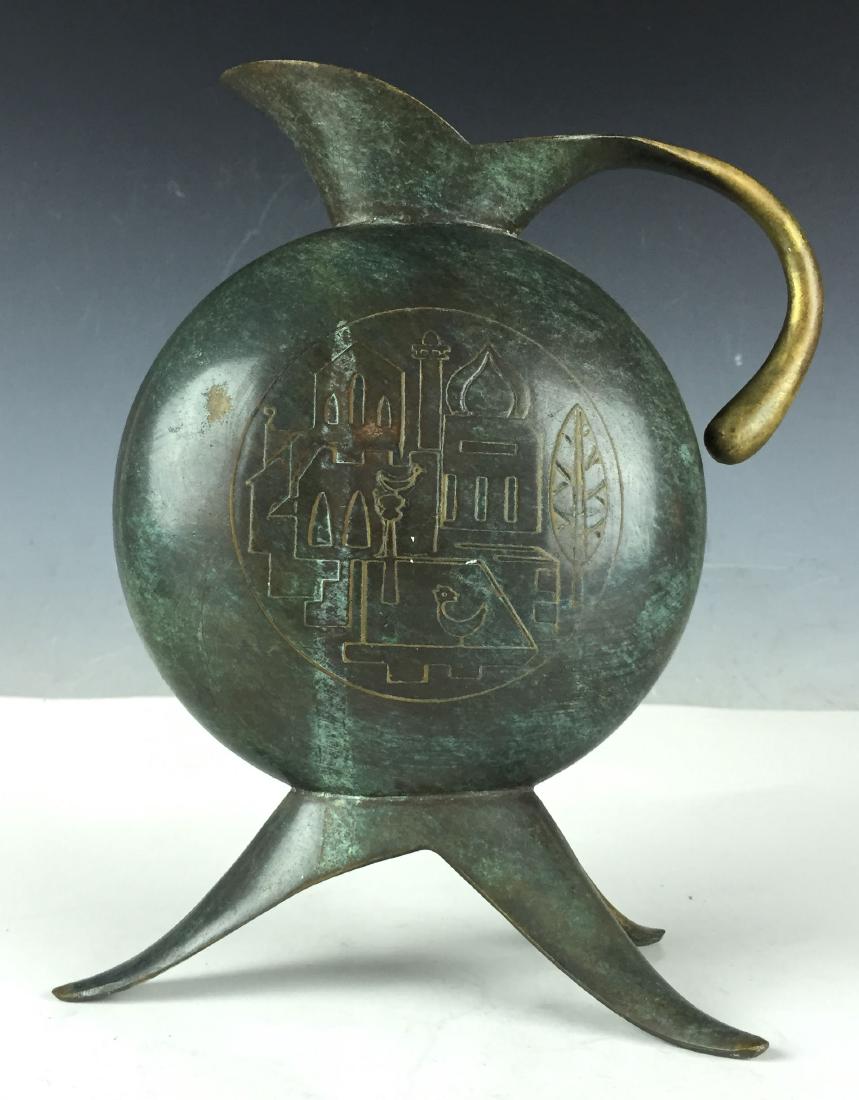 Vintage Mohammedan Arabian Bronze Tripod Pot - 19th: Vintage Mohammedan Arabian Bronze Tripod Pot - 19th Century, H:8.25", L:5.5", W:2"