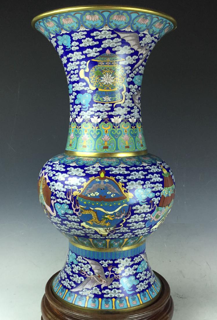 23'' Large Cloisonne Vase with Wood Stand (1 of 8)