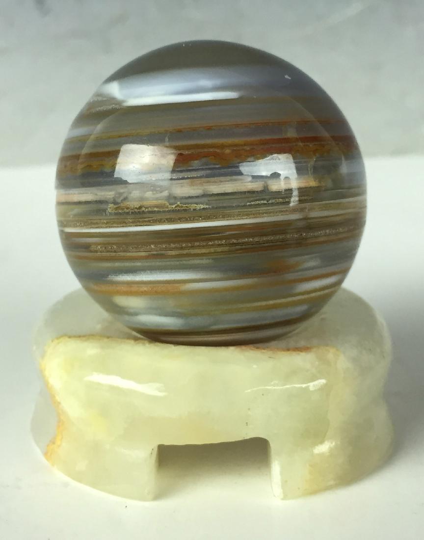 2" Beautiful Agate ball with Jade Stand (1 of 3)