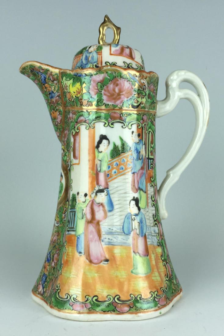 Chinese Canton Enamel Porcelain Tall Tea Pot - People (1 of 8)