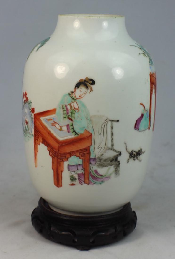 Antique Chinese Hand Painted Porcelain Vase w,Marked (1 of 8)