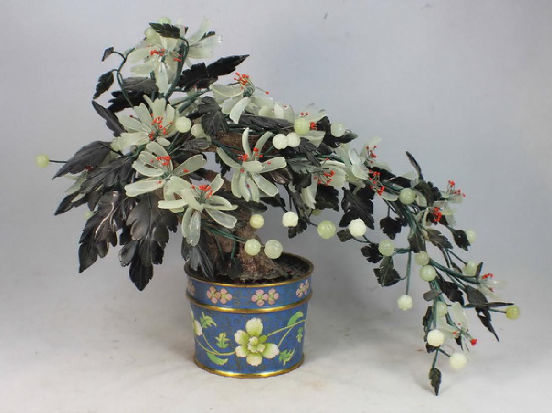 Chinese Cloisonne Pot Jade Tree (1 of 9)