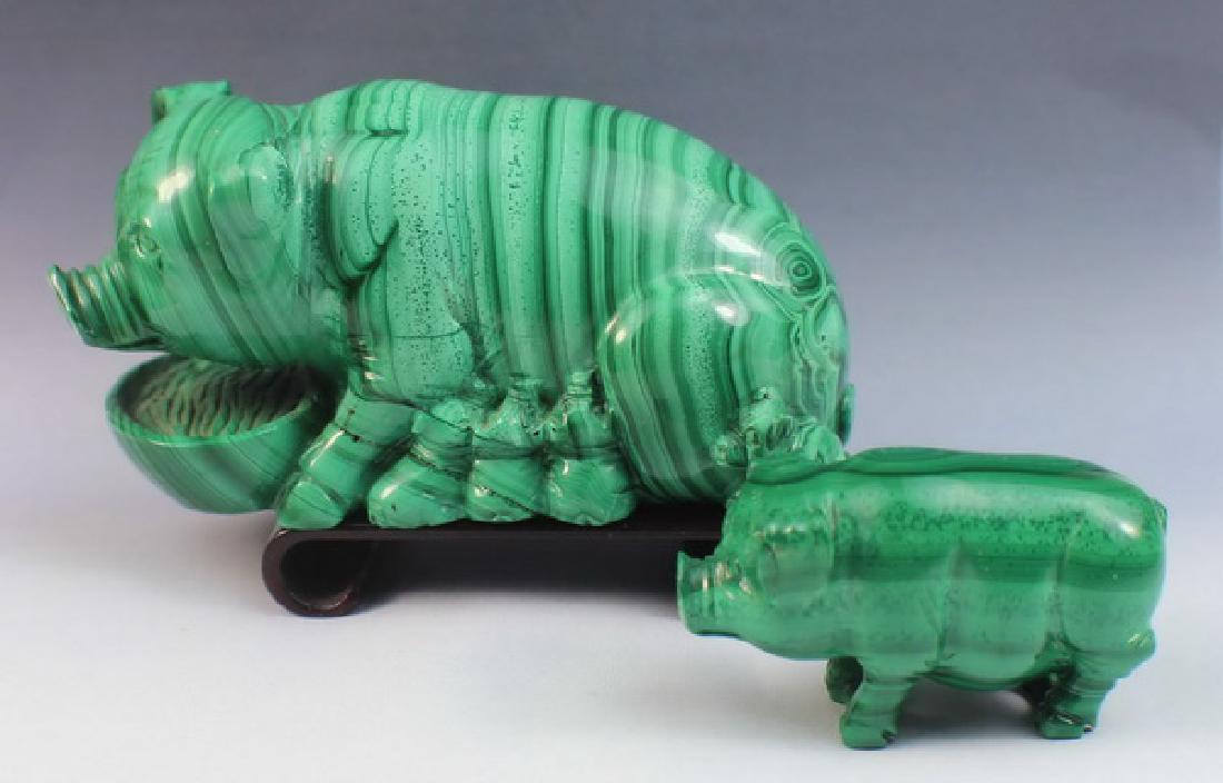 2 Chinese Carved Malachite Statues (1 of 10)