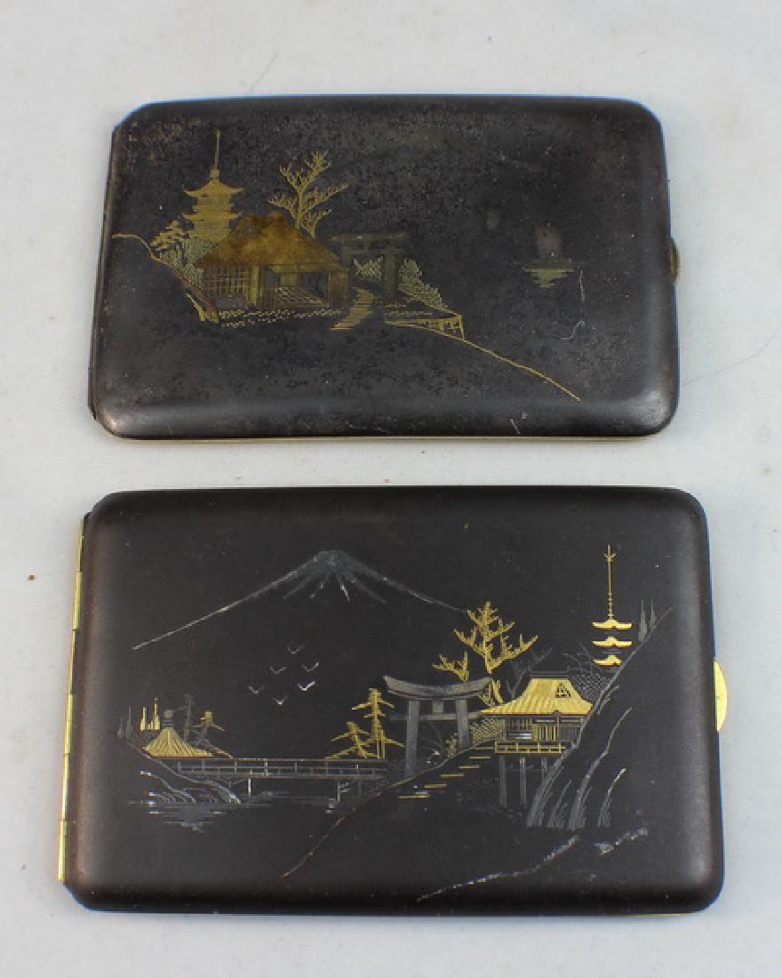 Pair Of Japanese Inlaid 24K Gold Cigarettes Boxes (1 of 9)