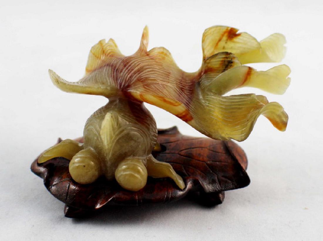 Chinese Carved Jade Statue w,Wood Stand (1 of 8)