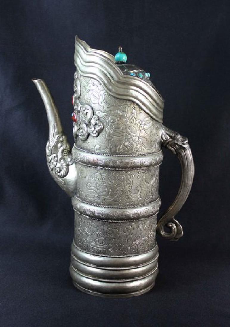 Chinese Antique Hand Made Bronze Silver Plate Milk Pot (1 of 10)