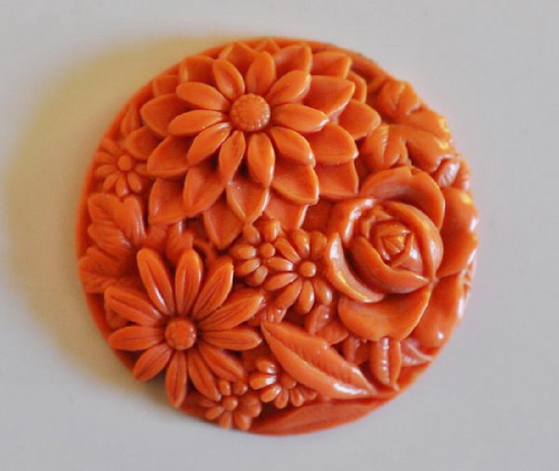 Chinese Carved Red Coral Pendant (1 of 6)