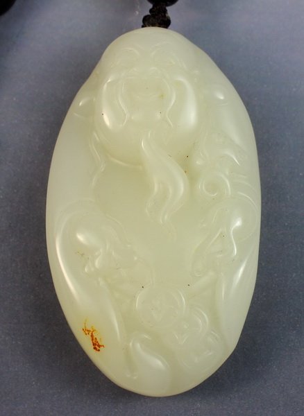 Chinese Carved White Jade Hand Piece (1 of 6)