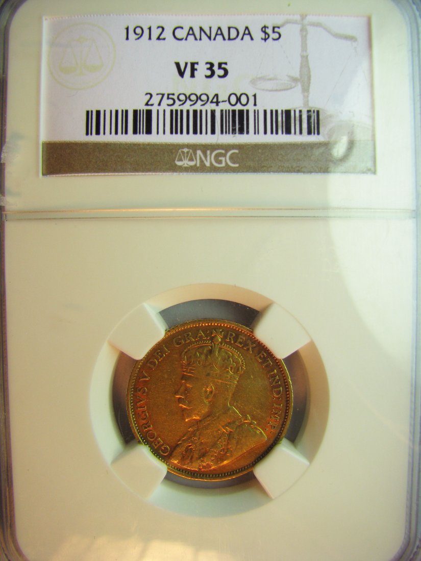 Canada: Georges V / 1910 - 1936 / 5 Dollars / 1912 / Gold / 8.36 g / KM 26