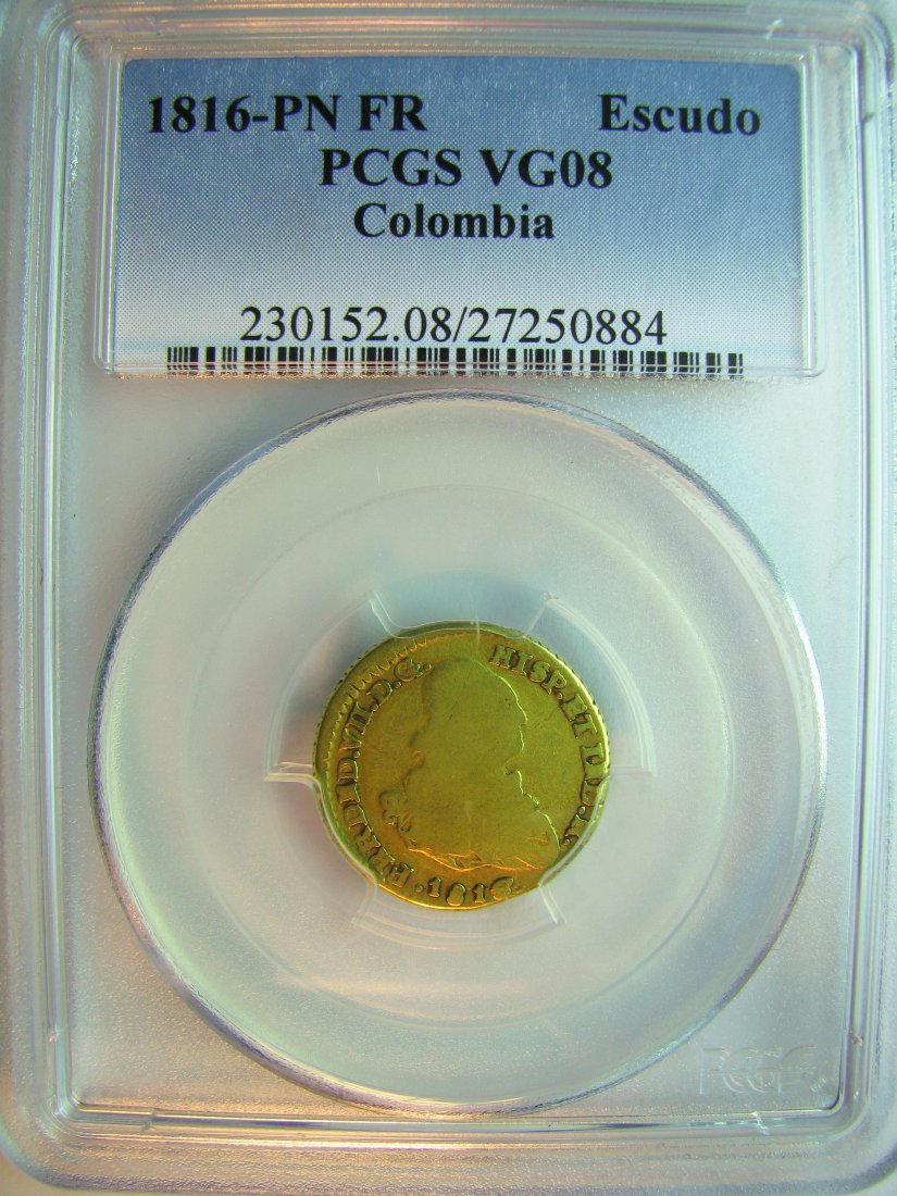 Colombia: Ferdinand VII / 1808 - 1833 / Escudo / 1816 Pn FR / Gold / 3.38g / KM 64.3